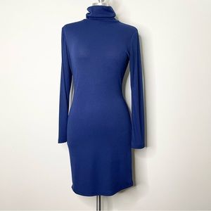 LULUS Long Sleeve Ribbed Jersey Knit Turtleneck Sweater Dress